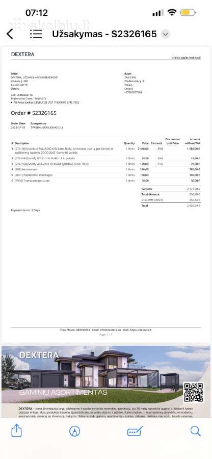 Parduodama elektrin terasosmarkiz 6,5 x 3,6 m - nuotraukos Nr. 3