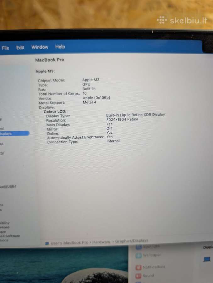 Apple MacBook Pro 14, M3, 8gb, 512gb - nuotraukos Nr. 5
