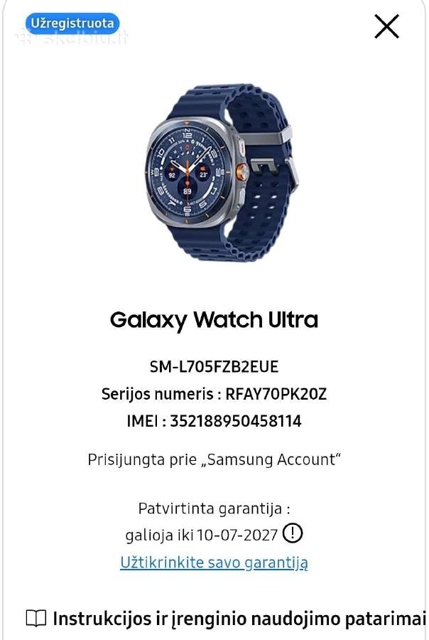 Samsung Galaxy watch ultra (2025) Lte Titanium 47 - nuotraukos Nr. 2