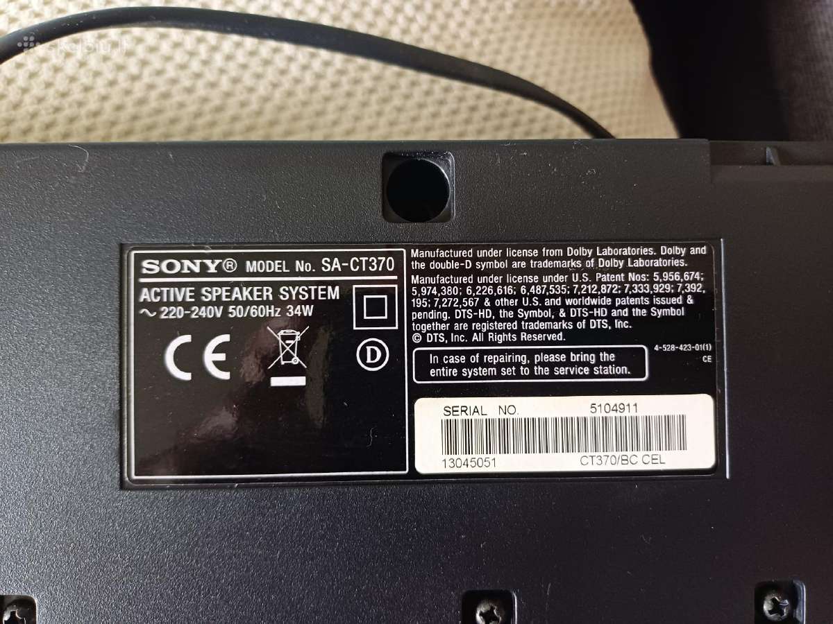Soundbar Sony Sa-ct370 - nuotraukos Nr. 6