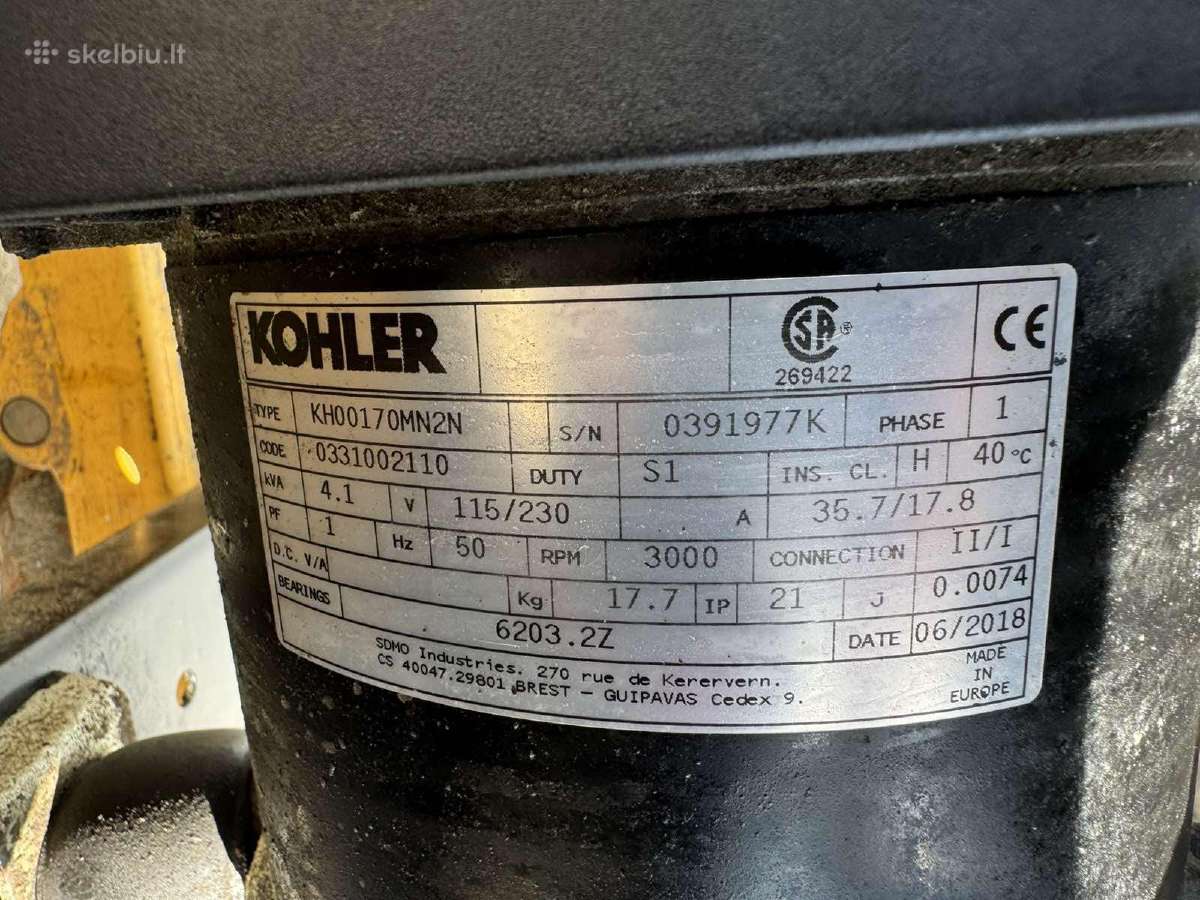 Elektros generatorius Kohler Diesel 4000 Exl - nuotraukos Nr. 3