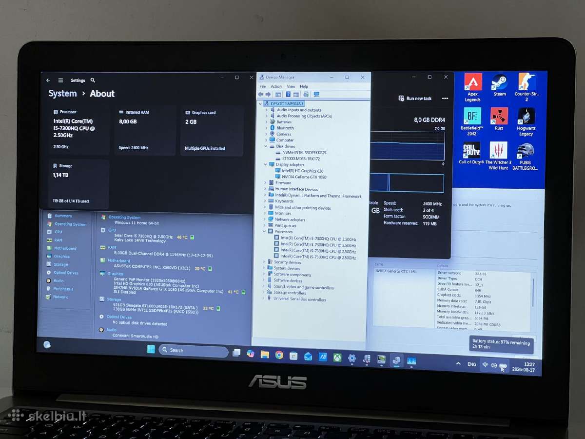 Parduodamas Asus Vivobook su Gtx 1050, I5, 1.25tb. - nuotraukos Nr. 8