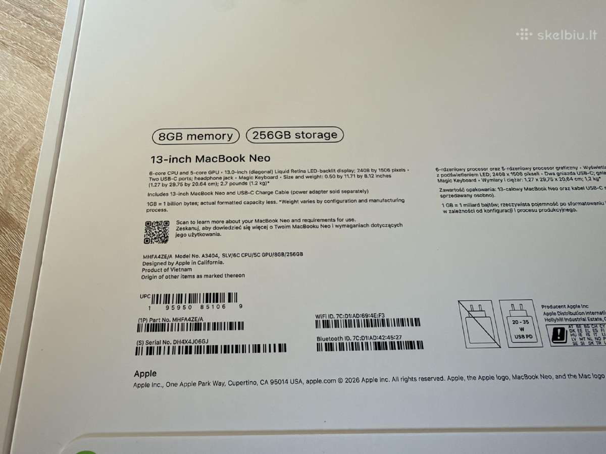 Naujas! MacBook Neo, Silver 256/8gb - nuotraukos Nr. 4