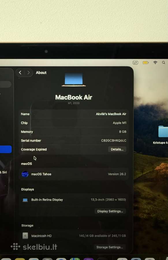 MacBook Air M1 8gb/256gb - nuotraukos Nr. 7
