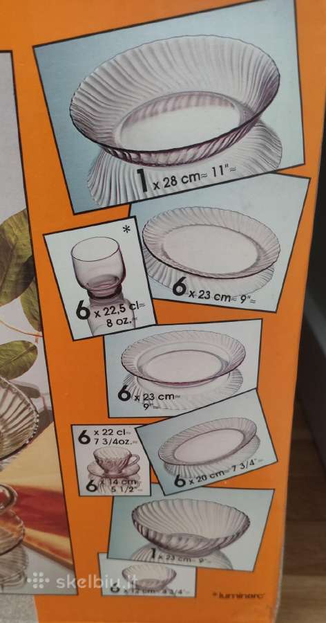 Torsade tamsaus stiklo indų rinkinys 44 vnt - nuotraukos Nr. 2