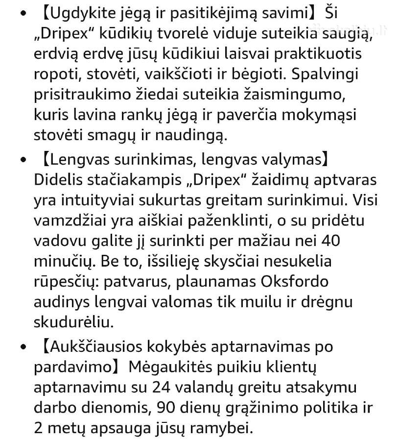 Vaikiškas maniežas Dripex,180*150*64 - nuotraukos Nr. 6