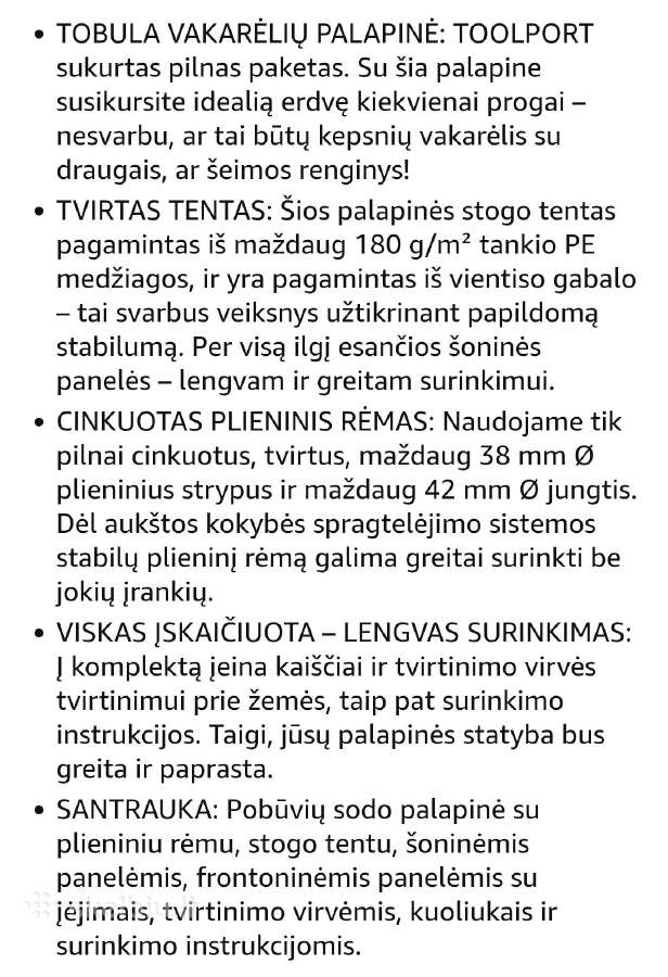 Sodo,lauko šventinė palapinė, pavėsinė, 3*6 - nuotraukos Nr. 7