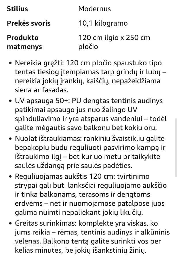 Teleskopine markizė - nuotraukos Nr. 2