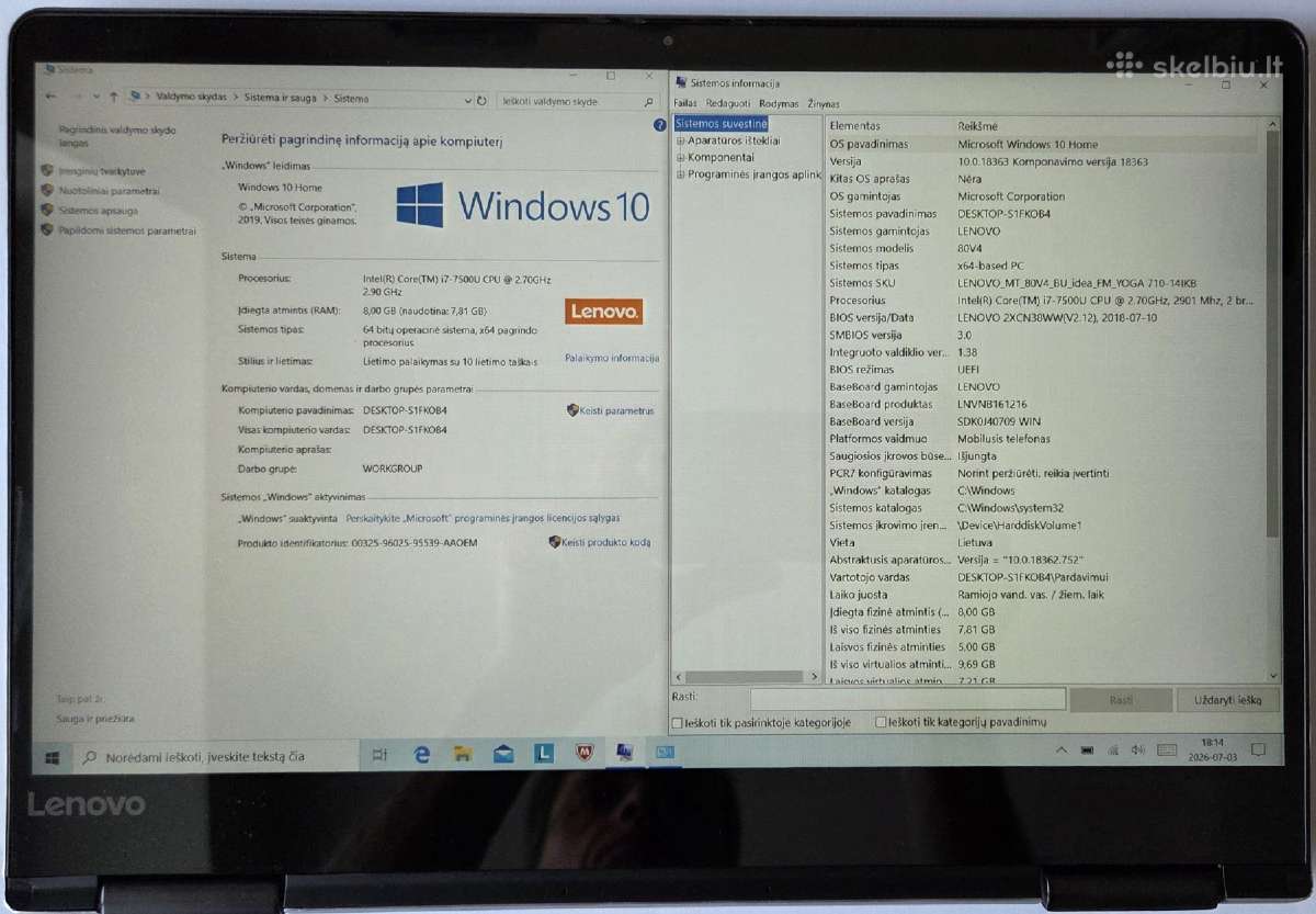 Lenovo Yoga 710-14ikb (2 viename) su dėklu - nuotraukos Nr. 6