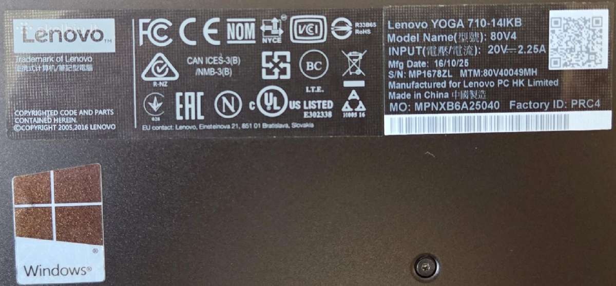 Lenovo Yoga 710-14ikb (2 viename) su dėklu - nuotraukos Nr. 14