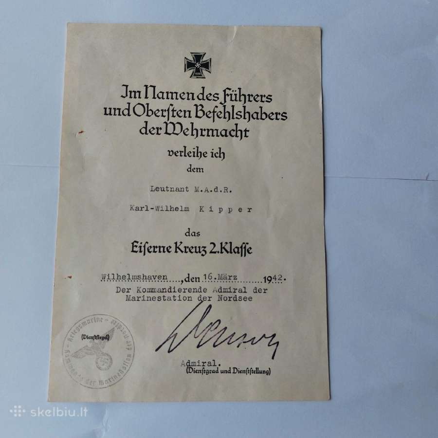 Ww2 vokiškas 2 laipsnio apdovanojimas su dokumenta - nuotraukos Nr. 6