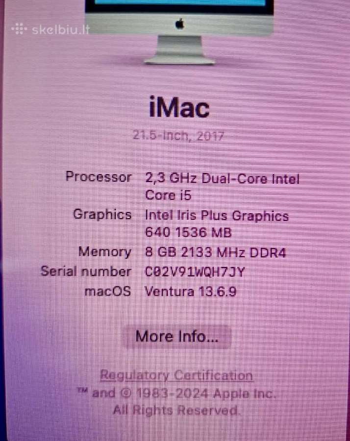 Parduodu iMac 21.5" (2017) – 8gb 1trb - nuotraukos Nr. 12