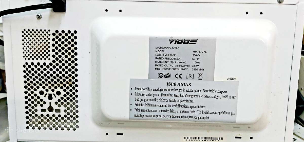 Mikrobangų krosnelė Vido Mm717ckl, 700 W, 14 l - nuotraukos Nr. 3