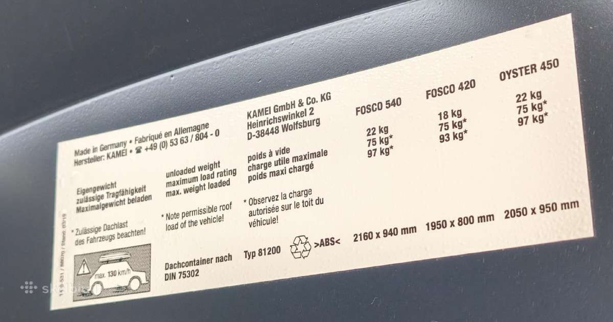 Stogo bagažinė Kamei Fosco 540 - nuotraukos Nr. 15