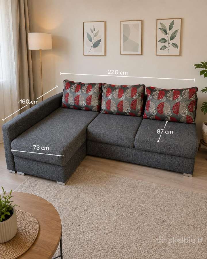 Kampinė sofa-lova su patalynės dėže - nuotraukos Nr. 2