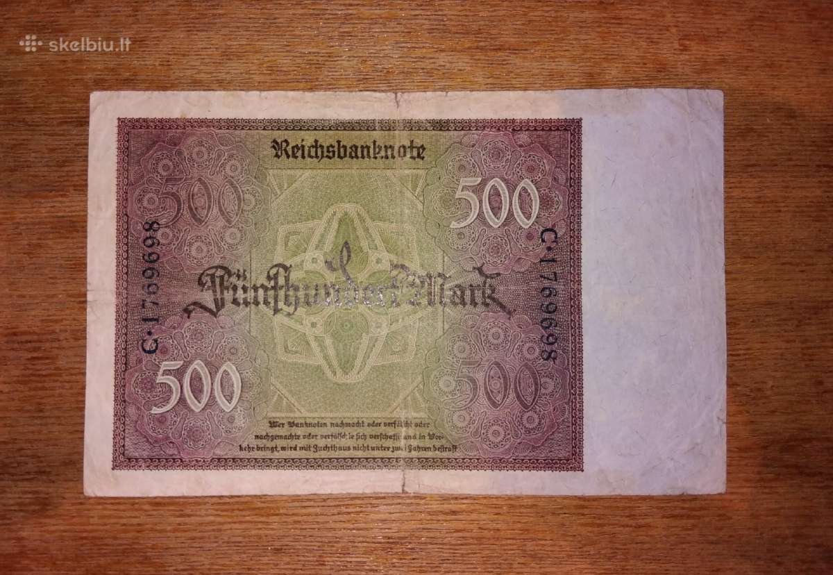 Vokietijos 500 markių banknotas - nuotraukos Nr. 2