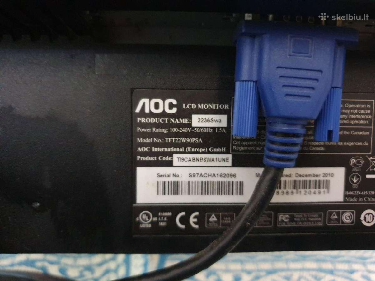 Aoc 2236swa 21.5" Full HD monitorius - nuotraukos Nr. 2
