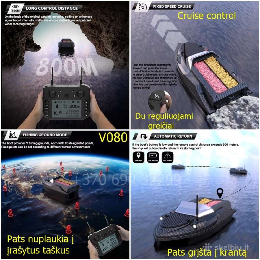 Flytec V080 pašarų laivelis su GPS ir taše - nuotraukos Nr. 9