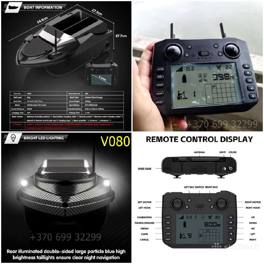 Flytec V080 pašarų laivelis su GPS ir taše - nuotraukos Nr. 11