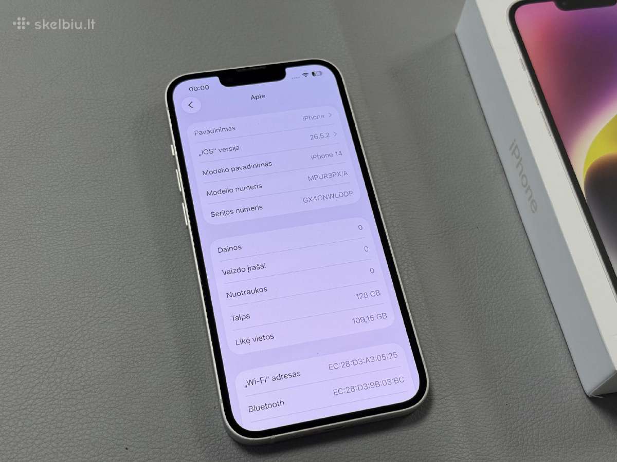 iPhone 14 labai geros būklės ir gerai atrodo balta - nuotraukos Nr. 8