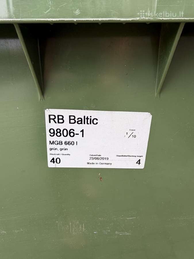 Parduodu naudotą šiuksšlių konteinerį (660 ltr.) - nuotraukos Nr. 2