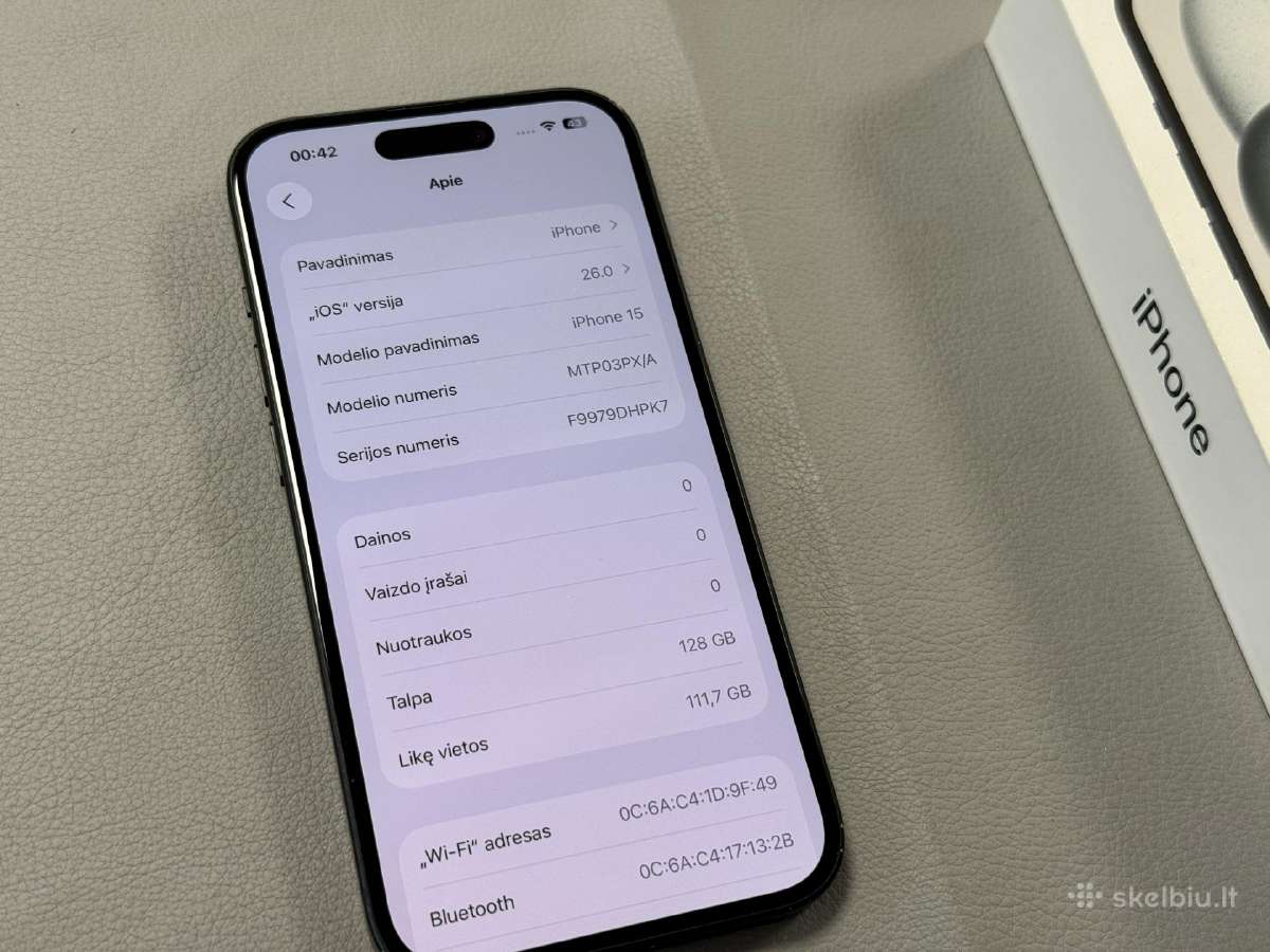 iPhone 15 128gb puikiai veikia - nuotraukos Nr. 3