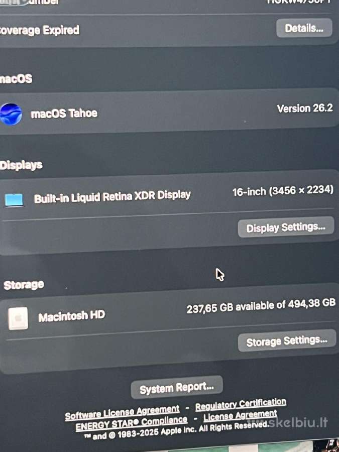MacBook Pro 16 M3 Pro 36gb RAM 512 GB 2023 - nuotraukos Nr. 4