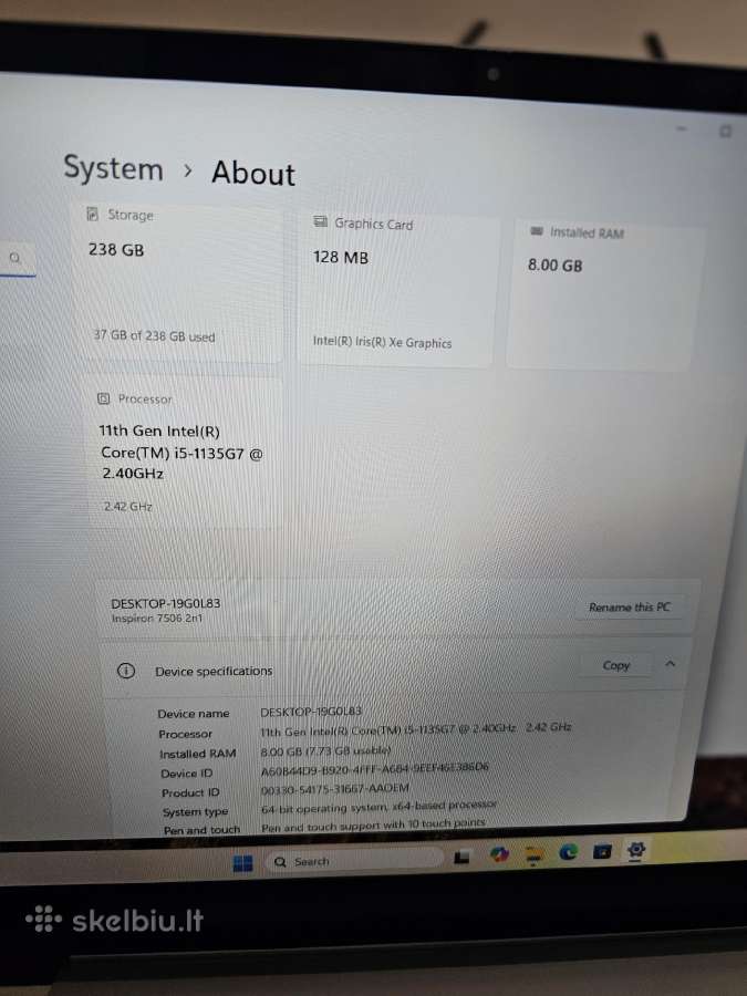 Laptopas Dell Inspiron 7506 2n1. - nuotraukos Nr. 8
