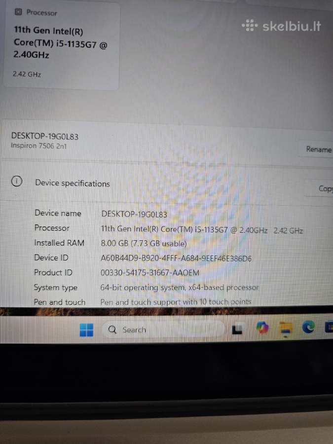 Laptopas Dell Inspiron 7506 2n1. - nuotraukos Nr. 9