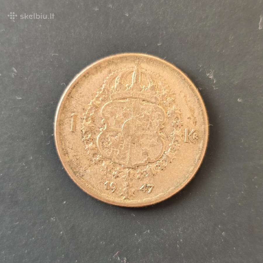 Švedija 1947 1krona Ag400 7gr. - nuotraukos Nr. 2