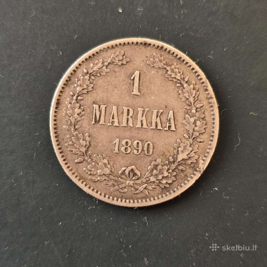 Suomija-rusija 1890 1 markka Ag 868 5,18g - nuotraukos Nr. 2