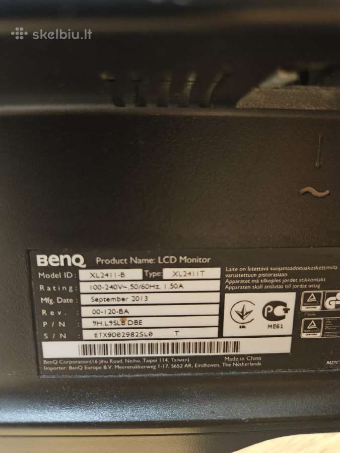 Monitorius Benq Xl2411t - nuotraukos Nr. 3