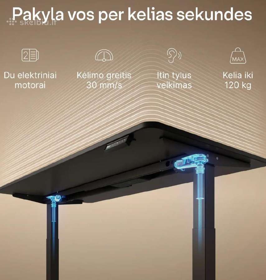Reguliuojamo aukščio stalas Homeone - juodas - nuotraukos Nr. 4