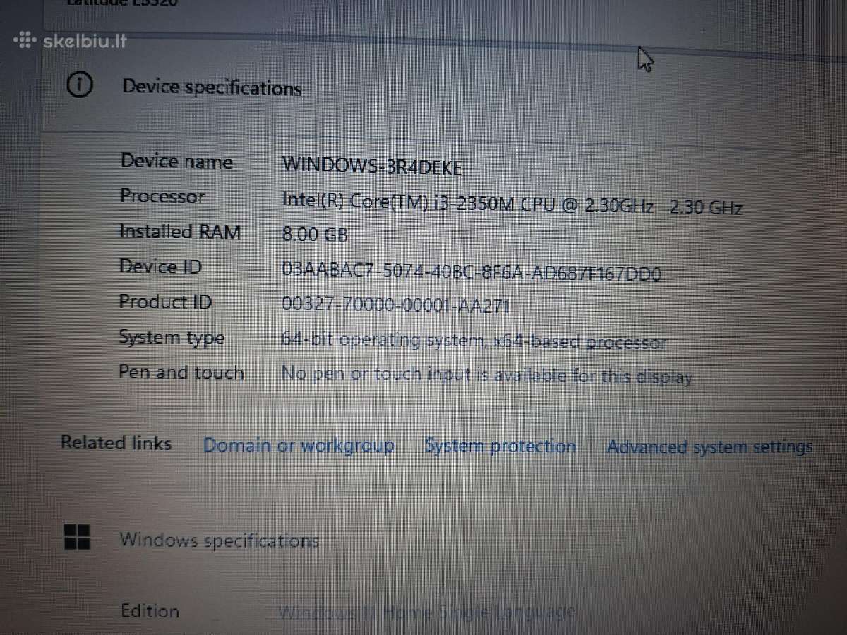 Dell Latitude E5520 i3 8gb RAM 120gb SSD - nuotraukos Nr. 9