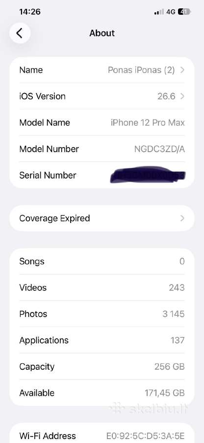 iPhone 12 pro max 256gb naudotas - nuotraukos Nr. 2