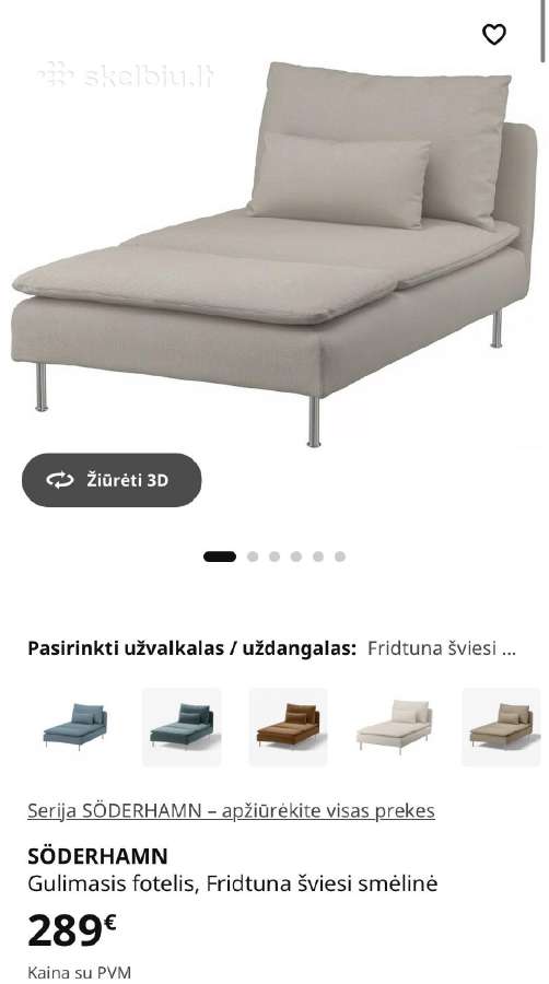 Ikea Soderhamn gulimasis fotelis - nuotraukos Nr. 3