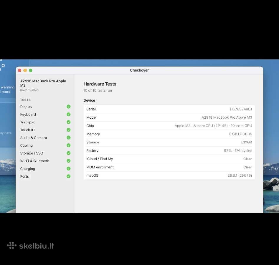 2023 MacBook Pro 14 M3 - 8gb / 512gb - nuotraukos Nr. 8