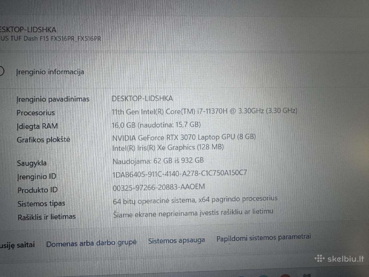 Asus Tuf Dash F15 - nuotraukos Nr. 5