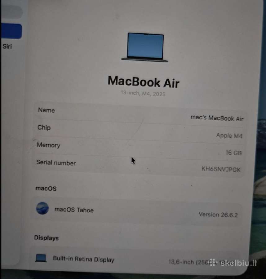 Parduodu MacBook air m4 - nuotraukos Nr. 7