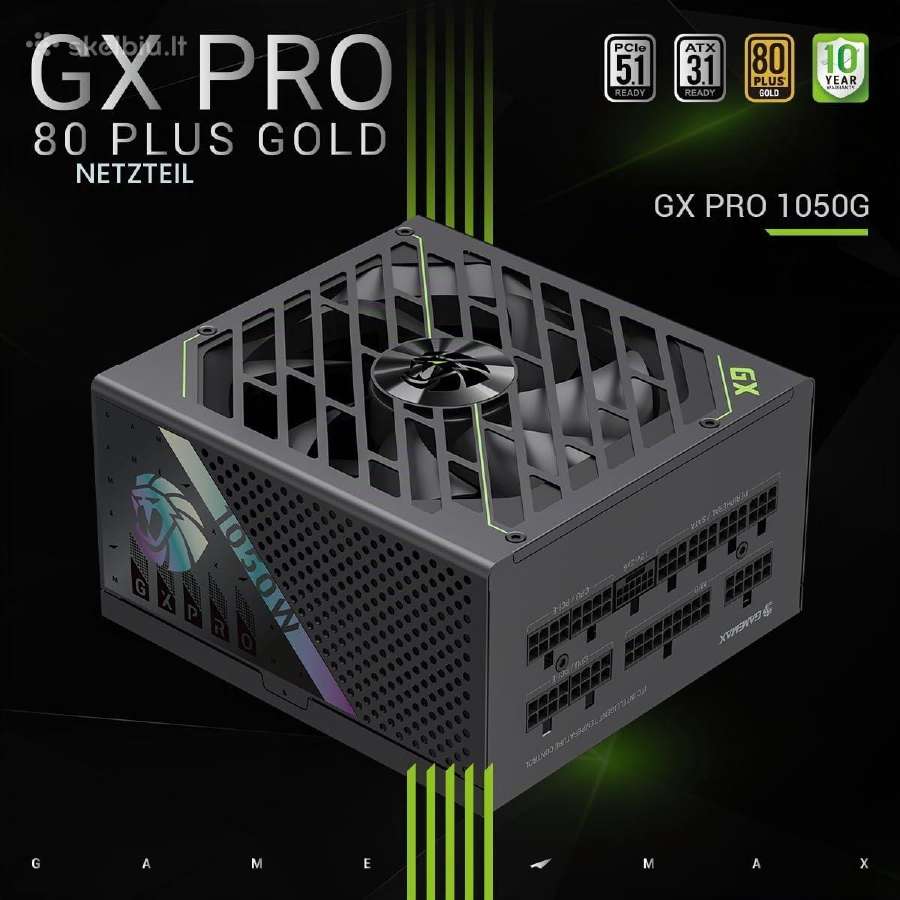 Gamemax GX 1050g Pro – 1050w 80+ Gold Naujas ! - nuotraukos Nr. 7