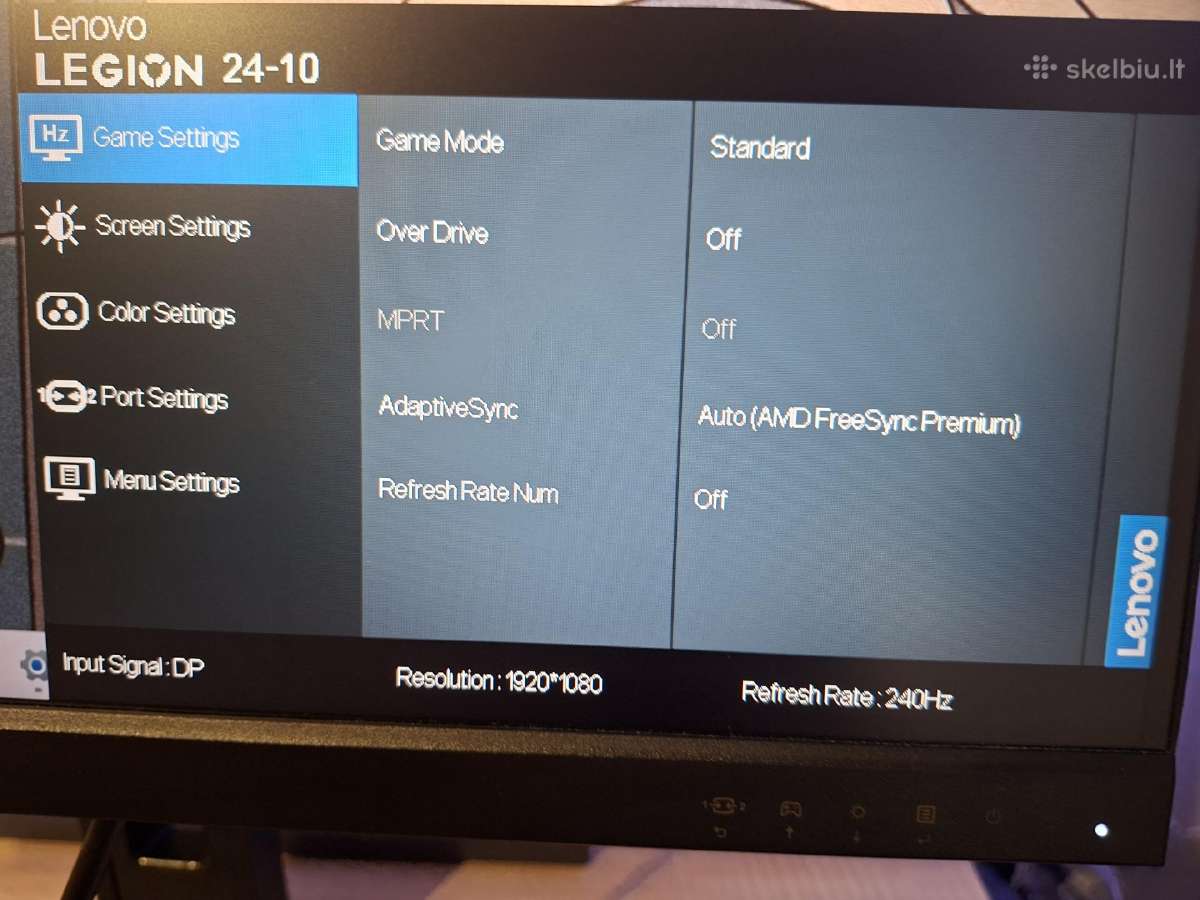 Monitor Lenovo Legion 24-10 (240hz, Ips, 23.8") - nuotraukos Nr. 11