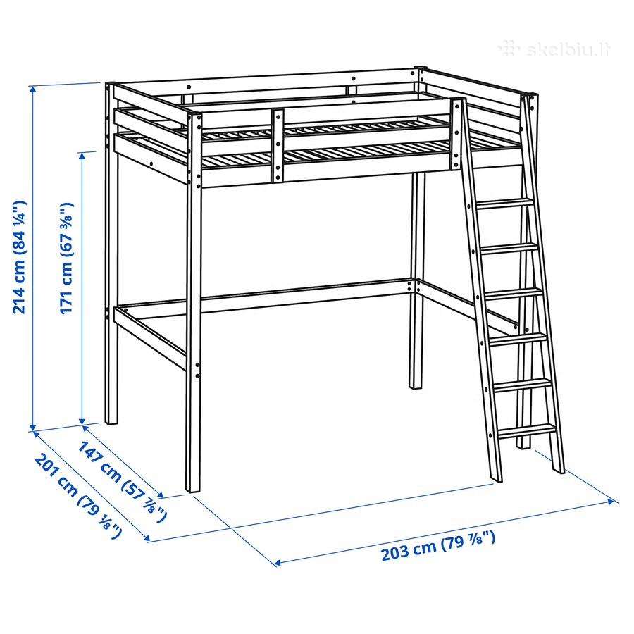 Ikea Stora dvigulė lofto tipo lova su čiužiniu - nuotraukos Nr. 4