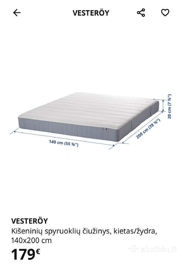 Ikea Stora dvigulė lofto tipo lova su čiužiniu - nuotraukos Nr. 5