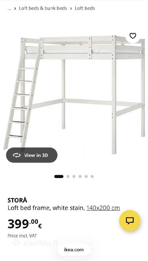 Ikea Stora dvigulė lofto tipo lova su čiužiniu - nuotraukos Nr. 10