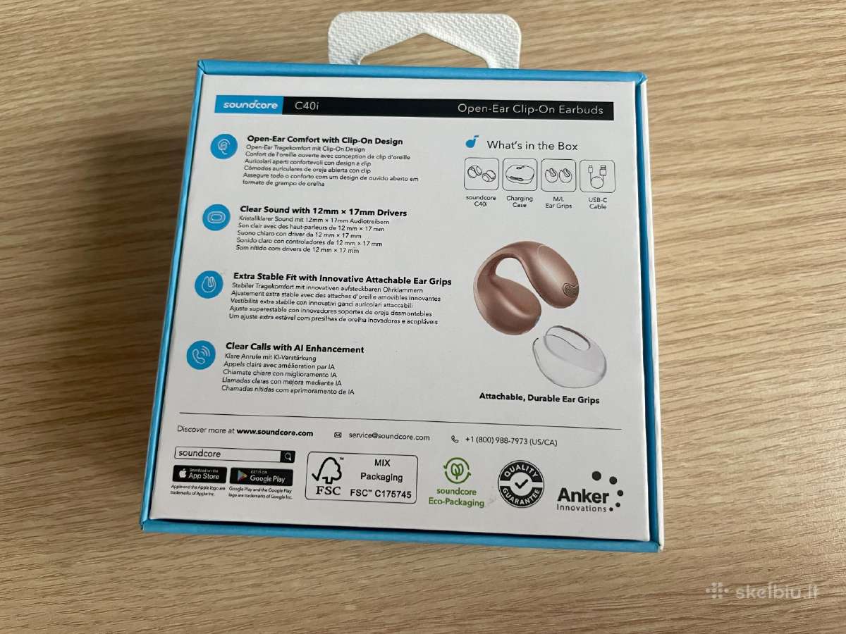 Anker Soundcore C40i Clip-on Open Earbuds - nuotraukos Nr. 3