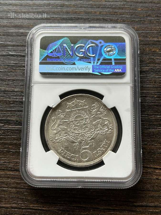 Latvija 5 latai 1929 Ngc Ms62 - nuotraukos Nr. 2