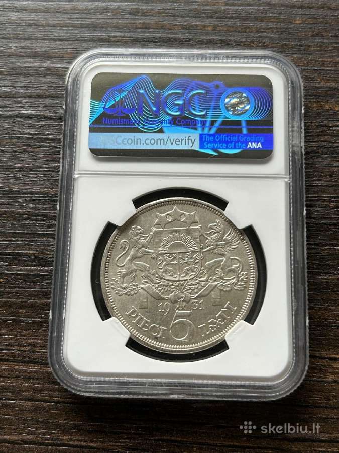 Latvija 5 latai 1931 Ngc Ms62 - nuotraukos Nr. 2
