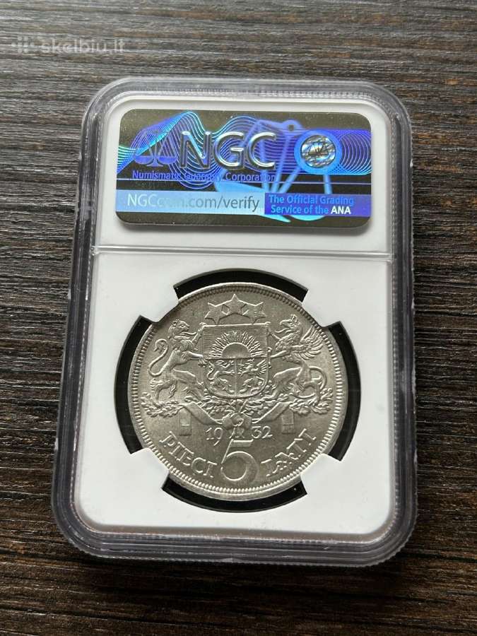 Latvija 5 latai 1932 Ngc Ms62 - nuotraukos Nr. 2