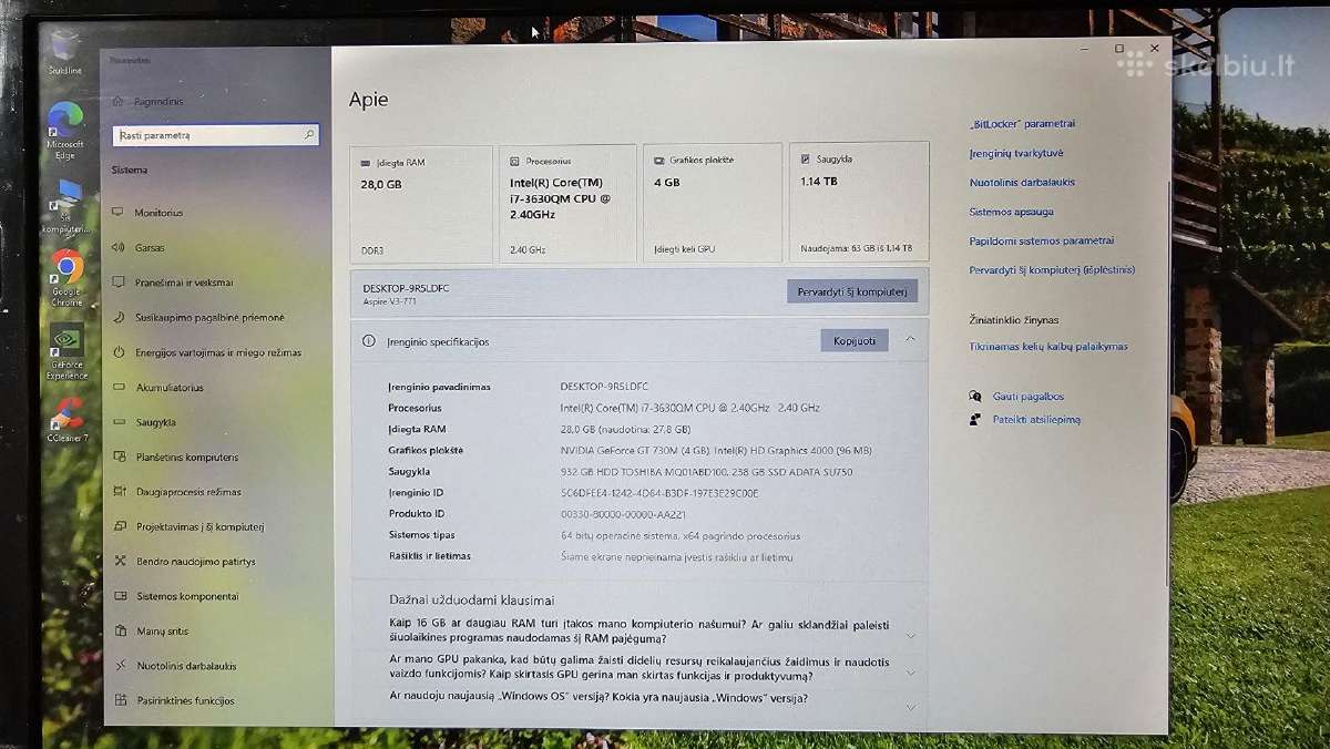 Acer V3-771g i7/28gb/260+1tb/17.3/nvidia - nuotraukos Nr. 3