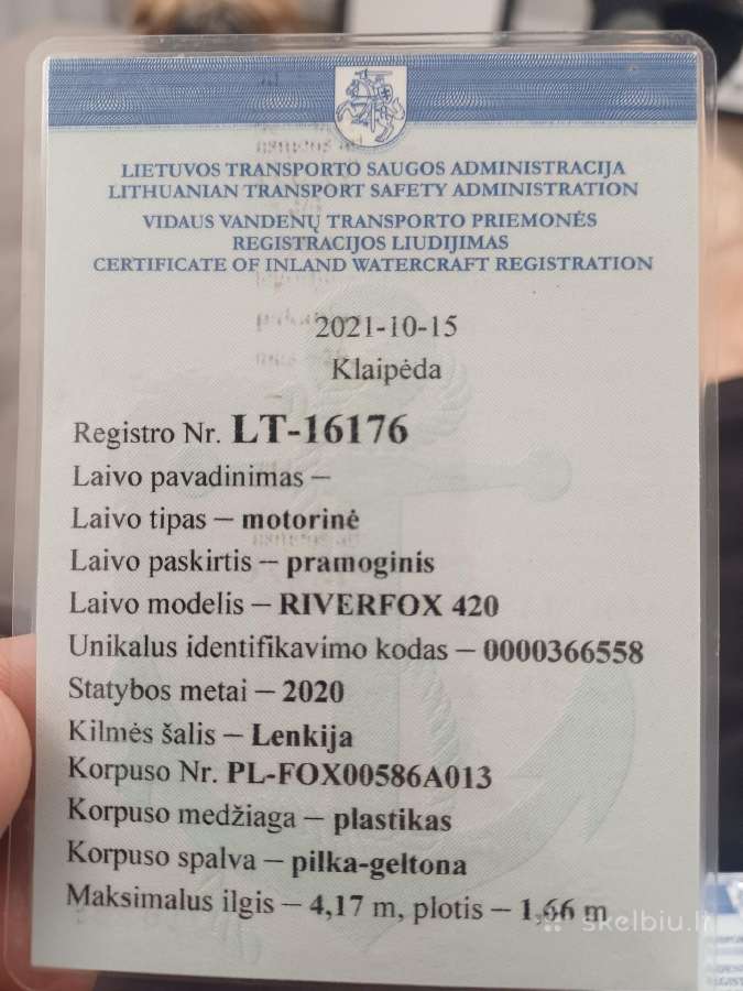 Riverfox 420 Gpx + priekaba brentex 750kg - nuotraukos Nr. 16